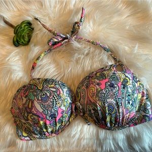 36C•VICTORIAS SECRET•NEON PAISLEY BOHO CHIC PUSH UP BRA STYLE BIKINI